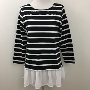 Navy & White Skirted Tunic Top